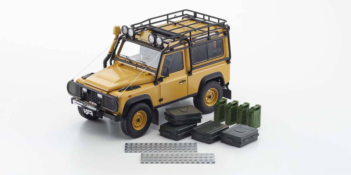 Kyosho - Land Rover Defender 90 " Camel Trophy" (Yellow) 1:18 Scale Model Car - Model Cars Canada Inc.