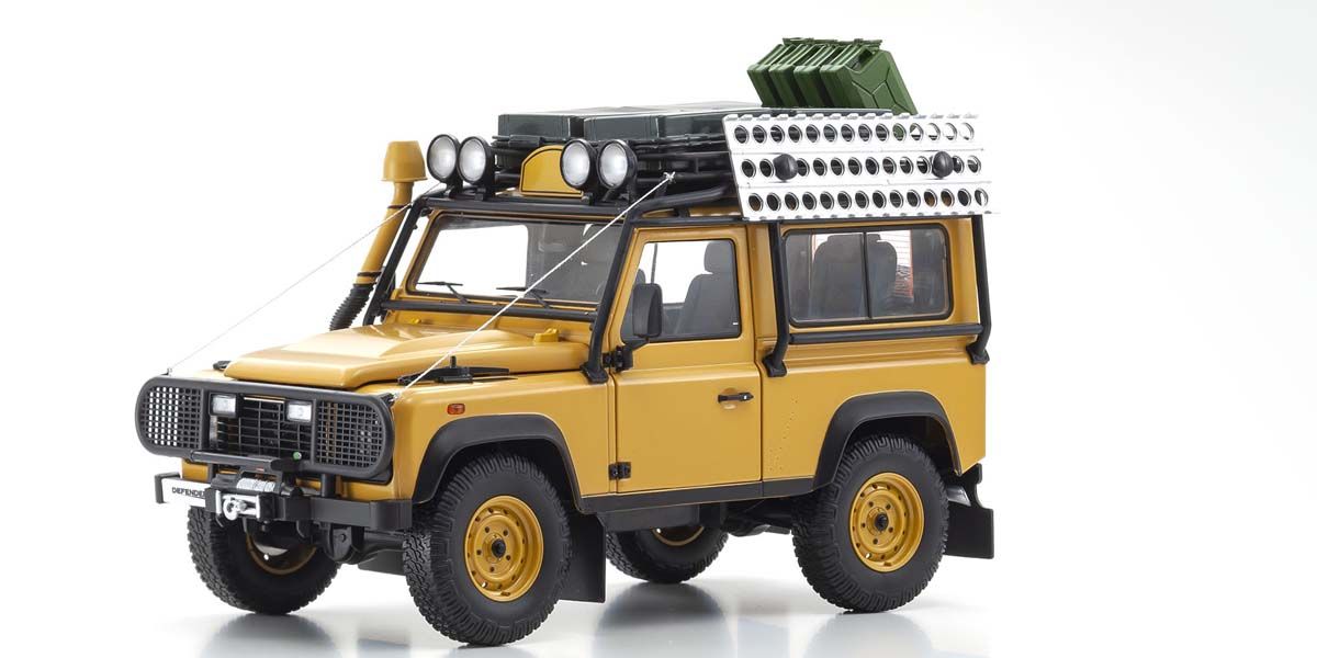 Kyosho - Land Rover Defender 90 " Camel Trophy" (Yellow) 1:18 Scale Model Car