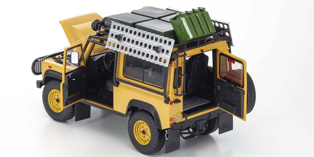 Kyosho - Land Rover Defender 90 " Camel Trophy" (Yellow) 1:18 Scale Model Car - Model Cars Canada Inc.