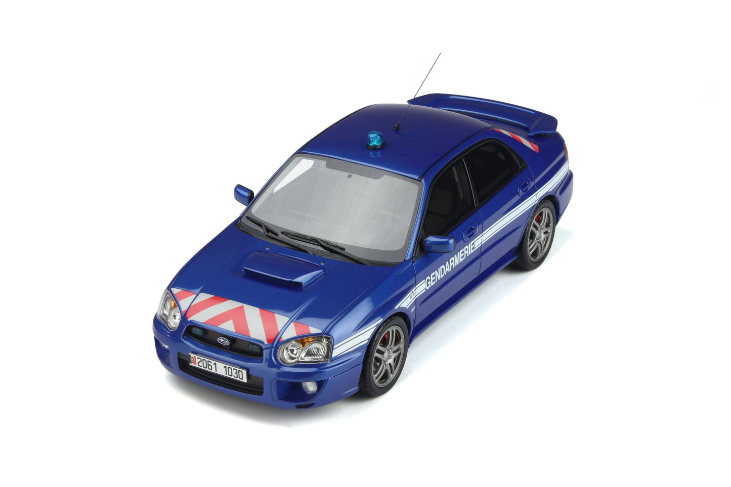 OttOmobile - Subaru Impreza WRX "Gendarmerie Police Car" (World Rally Blue) 1:18 Scale Model Car
