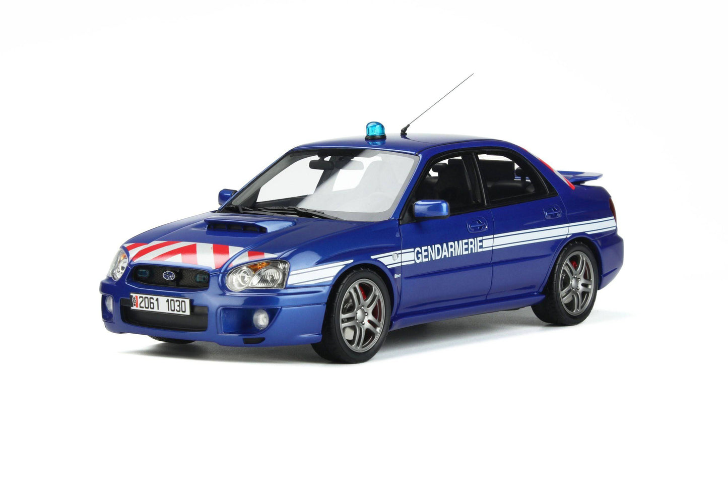 OttOmobile - Subaru Impreza WRX "Gendarmerie Police Car" (World Rally Blue) 1:18 Scale Model Car