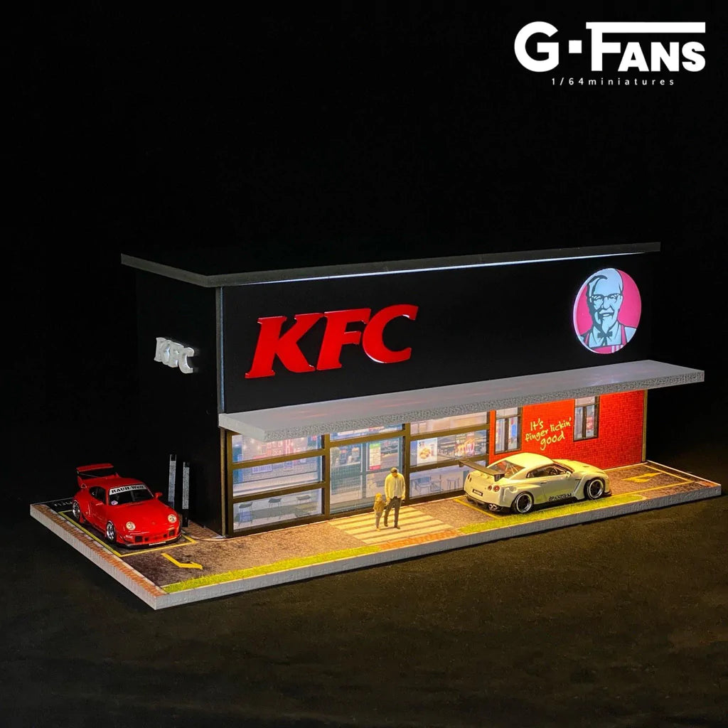 G Fans - KFC Restaurant (Building and Parking) 1:64 Scale Diorama