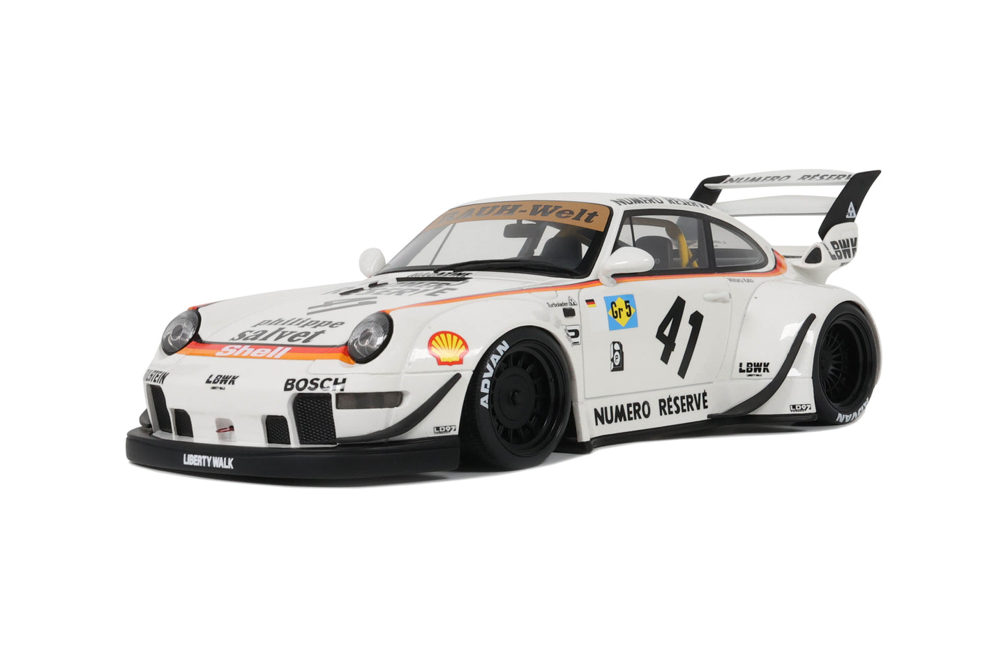 GT Spirit - RWB x Liberty Walk Porsche 911 (993) "Kato San" (Carrara White) 1:18 Scale Model