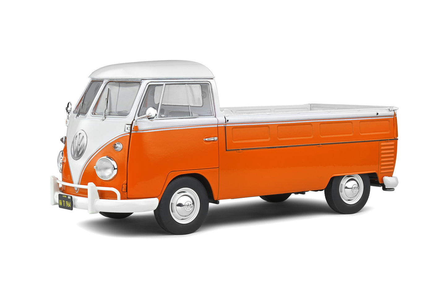 Solido - Volkswagen Transporter T1 Pick-Up with Surfboard (Orange & White) 1:18 Scale Model Car