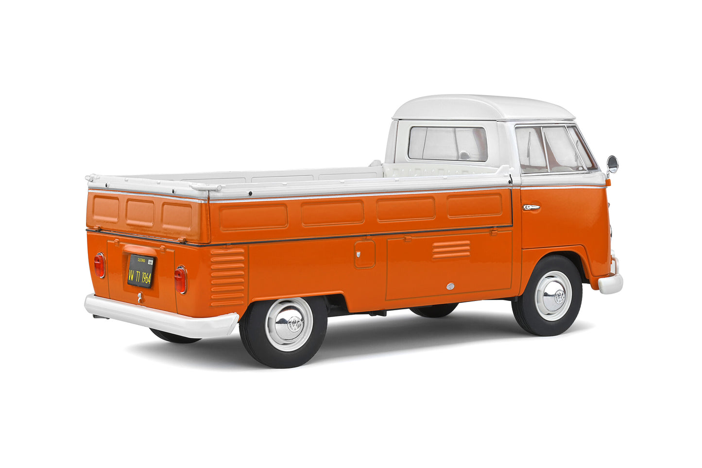 Solido - Volkswagen Transporter T1 Pick-Up with Surfboard (Orange & White) 1:18 Scale Model Car