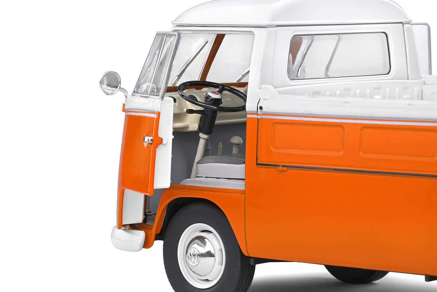 Solido - Volkswagen Transporter T1 Pick-Up with Surfboard (Orange & White) 1:18 Scale Model Car
