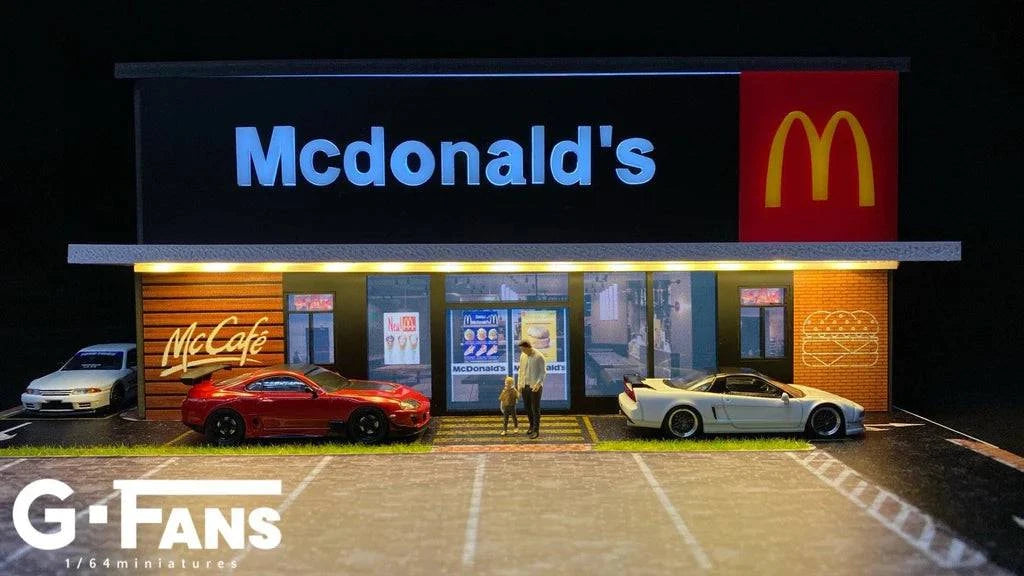 G Fans - McDonalds Restaurant (Building and Parking) 1:64 Scale Diorama - Model Cars Canada Inc.