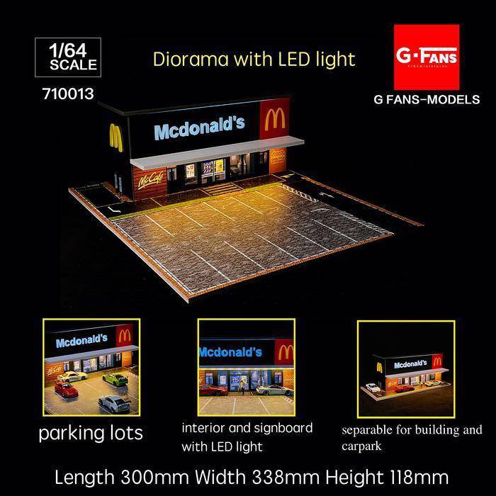 G Fans - McDonalds Restaurant (Building and Parking) 1:64 Scale Diorama - Model Cars Canada Inc.